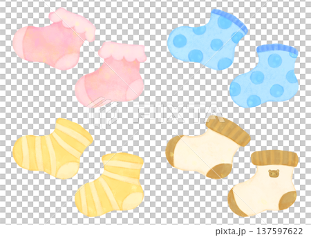 子ども用靴下のイラストセット 137597622