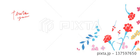 母の日イラスト。母の日のカーネーションと春の花イラストセット。 母の日イラスト。母の日のカーネーションと春の花イラストセット。 137597650