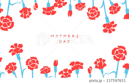 母の日イラスト。母の日のカーネーションと春の花イラストセット。 137597651