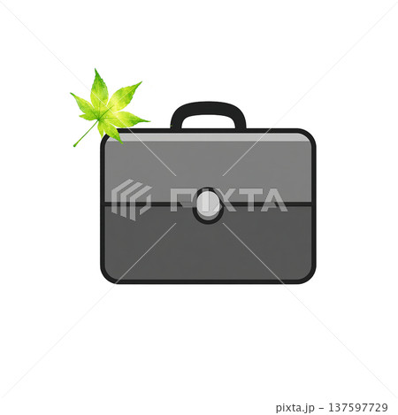 ビジネスバッグと新緑のもみじの葉のシンプルイラスト ナチュラルビジネス素材 ビジネスバッグと新緑のもみじの葉のシンプルイラスト ナチュラルビジネス素材 137597729