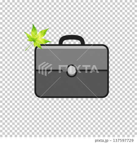 ビジネスバッグと新緑のもみじの葉のシンプルイラスト ナチュラルビジネス素材 ビジネスバッグと新緑のもみじの葉のシンプルイラスト ナチュラルビジネス素材 137597729