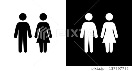 人のシルエットのモノクロトイレアイコン 137597752