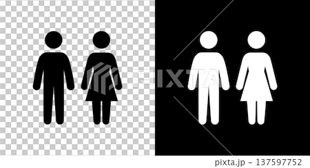 人のシルエットのモノクロトイレアイコン 137597752