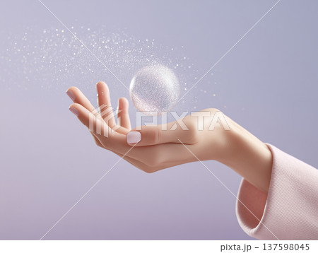 手のひらに浮かぶ光の球体テクノロジー背景 手のひらに浮かぶ光の球体テクノロジー背景 137598045