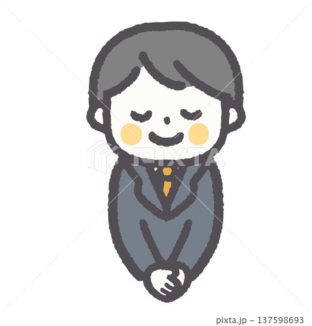 ゆるくてシンプルな男性サラリーマンの表情セットシリーズ 137598693