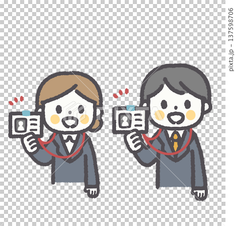 Illustration set of a cute and relaxed office worker male and female pair Illustration set of a cute and relaxed office worker male and female pair 137598706