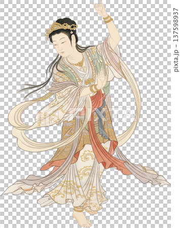 優雅に舞う天女のイラスト 137598937