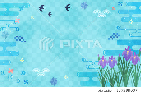 こどもの日の水彩風の和風背景_横 137599007
