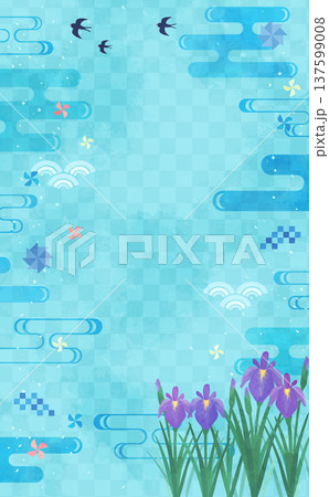 こどもの日の水彩風の和風背景_縦. こどもの日の水彩風の和風背景_縦. 137599008