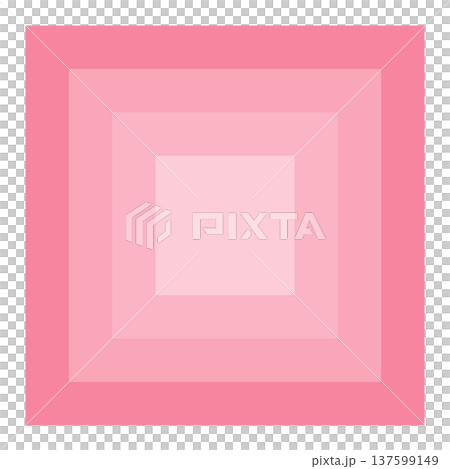 ピンク色のスクエアグラデーション・中央に視線を集める四角形の放射状デザインフレーム 137599149