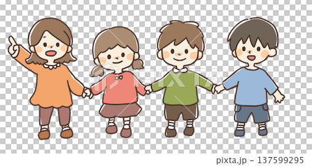 Illustration of children holding hands 137599295