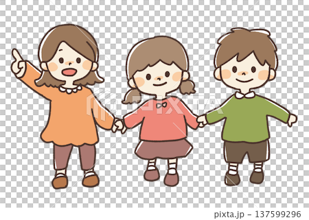 Illustration of children holding hands 137599296