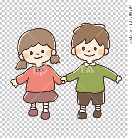 Illustration of children holding hands 137599297