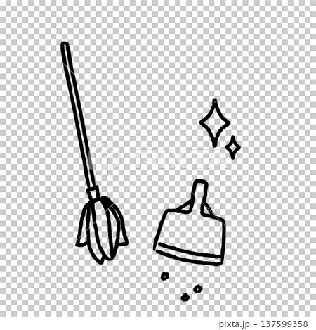 シンプルな手描きの掃除道具のアイコン 137599358