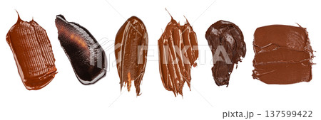 Set of chocolate spread smears isolated on white background Set of chocolate spread smears isolated on white background 137599422