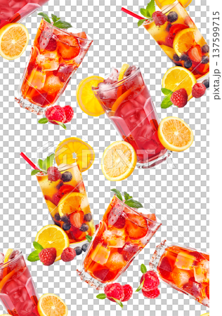 Savor a refreshing iced raspberry beverage with fruit and mint under the warm summer sun Savor a refreshing iced raspberry beverage with fruit and mint under the warm summer sun 137599715