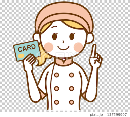 圖：一位麵包店女員工正在講解一張卡片 137599997