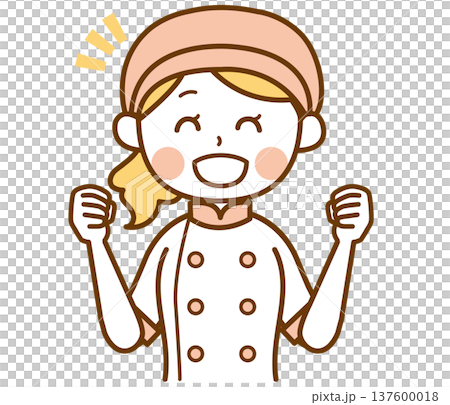 Illustration of a smiling female bakery staff member 137600018