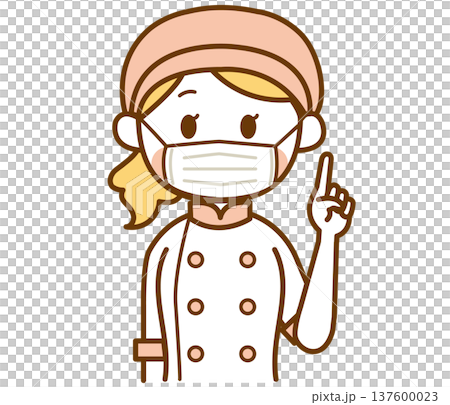 マスクをしているパン屋の女性スタッフのイラスト マスクをしているパン屋の女性スタッフのイラスト 137600023