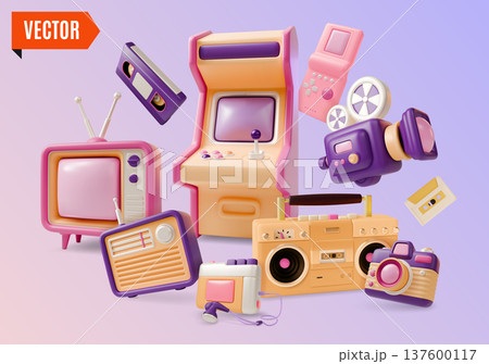 3d Rediscover Vintage Find Your Retro Treasure Shop Analog Vibes Concept Background Cartoon Design Style. Vector illustration 137600117