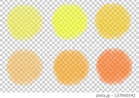 Yellow watercolor circle illustration material set 137600342