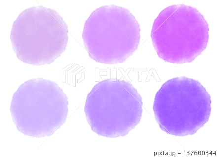 紫の水彩の円のイラスト素材セット 紫の水彩の円のイラスト素材セット 137600344