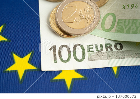 Euro banknote and coin, Europe money, economy finance exchange trade investment. Euro banknote and coin, Europe money, economy finance exchange trade investment. 137600372