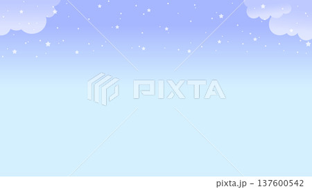 ゆめかわいい星空と雲のパステルブルーグラデーション背景素材 ゆめかわいい星空と雲のパステルブルーグラデーション背景素材 137600542