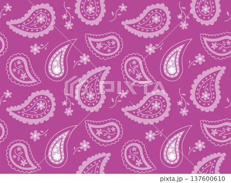 エスニックなペイズリー柄のイラストパターン、紫 137600610