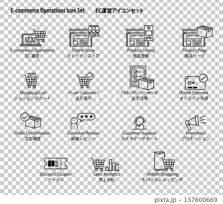 EC運営のためのシンプルなベクターアイコンセット。（通販・決済・カート・分析） 137600669