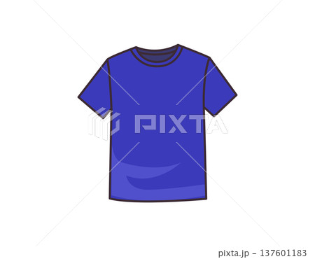 Simple blue t-shirt illustration with clean lines and a modern aesthetic Simple blue t-shirt illustration with clean lines and a modern aesthetic 137601183