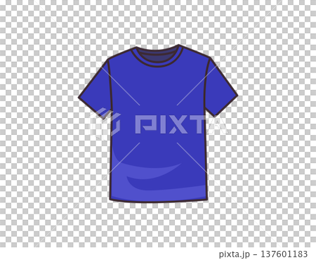 Simple blue t-shirt illustration with clean lines and a modern aesthetic Simple blue t-shirt illustration with clean lines and a modern aesthetic 137601183