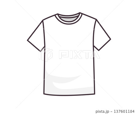 Simple white t-shirt illustration with a clean design and outline Simple white t-shirt illustration with a clean design and outline 137601184