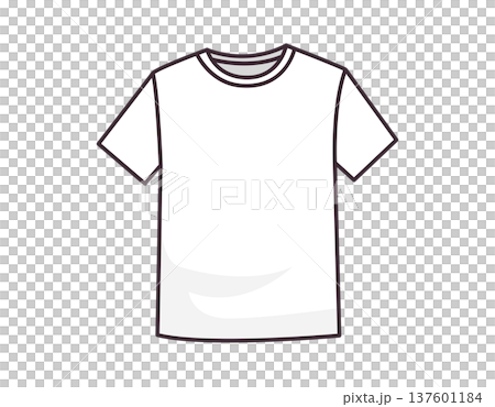 Simple white t-shirt illustration with a clean design and outline 137601184