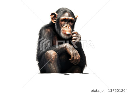 Young Chimpanzee isolated on white background Young Chimpanzee isolated on white background 137601264