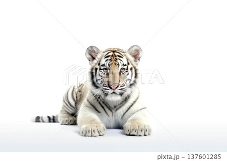 white tiger. Isolated over white background with shade 137601285