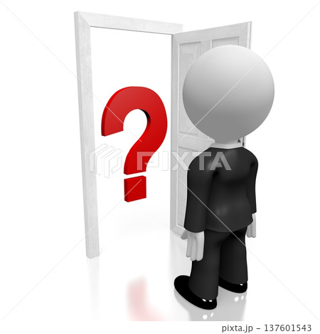 3D question mark, businessman 137601543