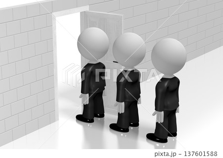 3D businessmen standing in queue 3D businessmen standing in queue 137601588
