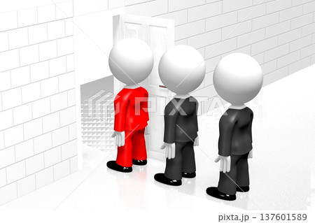 3D businessmen standing in queue 3D businessmen standing in queue 137601589