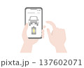 車の充電状況を確認しているスマホと操作する手のイラスト 137602071