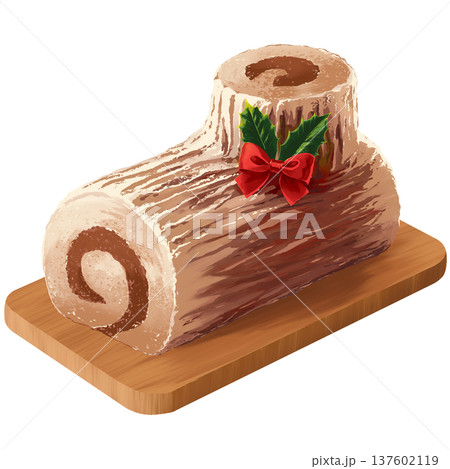 ブッシュドノエル クリスマスケーキのイラスト素材 137602119