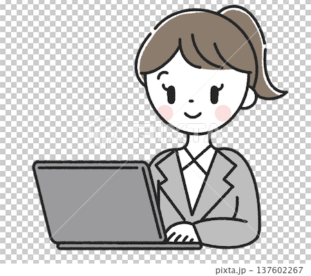 女員工正在使用電腦 女員工正在使用電腦 137602267