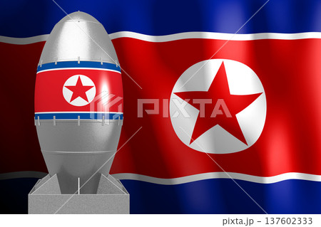 Bomb and flag of North Korea 137602333