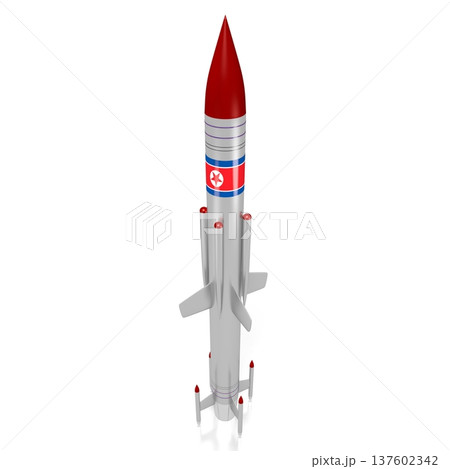 Missile with flag of North Korea isolated on white background 137602342