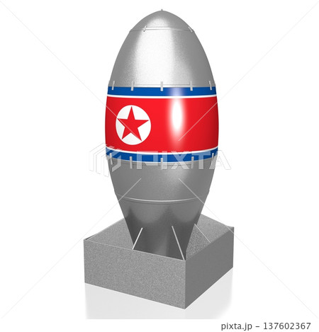 Bomb with North Korea flag isolated on white background Bomb with North Korea flag isolated on white background 137602367