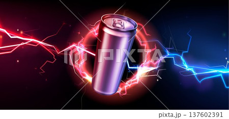 Energy drink can and color lightning effects 137602391