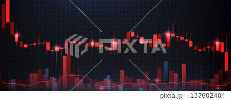 Stock market decline graph, red candlestick chart 137602404