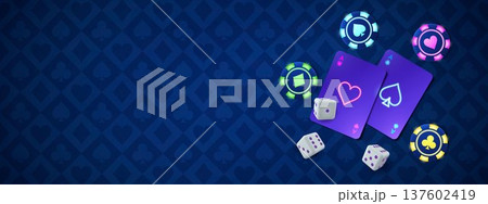 Neon casino items glowing on gambling background Neon casino items glowing on gambling background 137602419