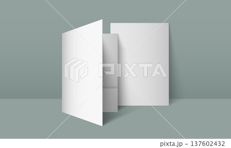 White paper folder mockup with pocket 137602432