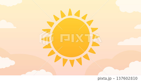 Sun with Clouds on Sunset Sky Background 137602810
